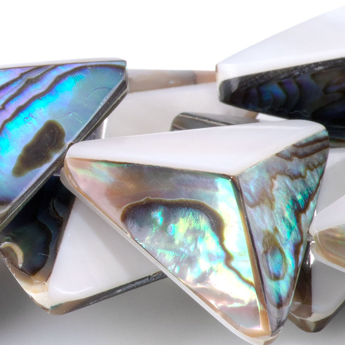 Abalone & Mother of Pearl 19-20mm Puff Triangle - 15-16 Inch