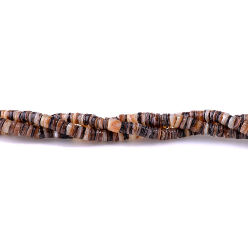 This is a Dakota Stones 5mm Brown Lip Shell Gemstone strand with heishi beads in 15-16 inch strand.