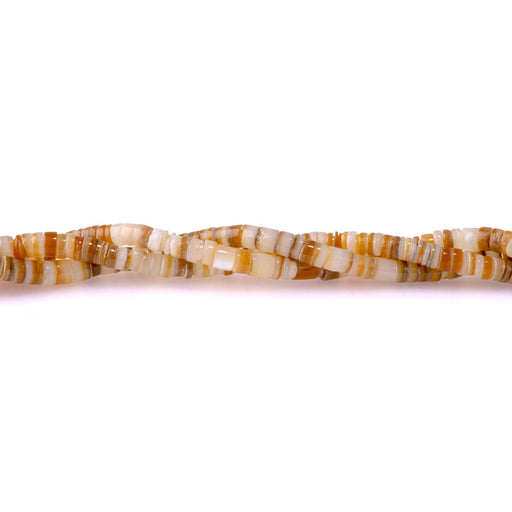 This is a Dakota Stones 5mm Melo Shell Gemstone strand with heishi beads in 15-16 inch strand.