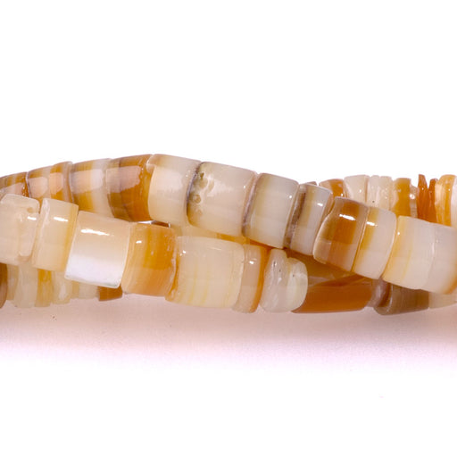This is a Dakota Stones 5mm Melo Shell Gemstone strand with heishi beads in 15-16 inch strand.