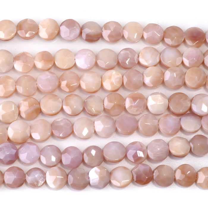 Purple "Pimpleback" Shell 8mm Faceted Coin Bead - 15-16 Inch