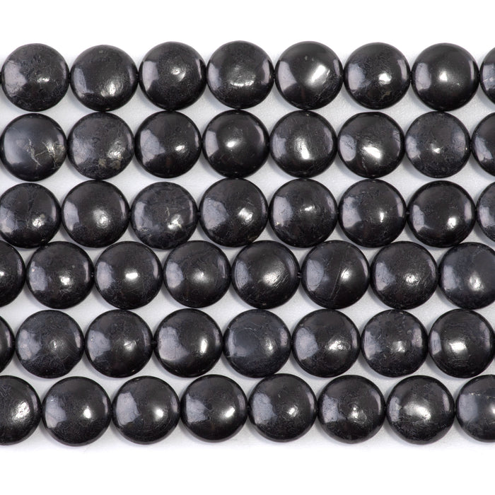Shungite 10mm Coin - 15-16 Inch