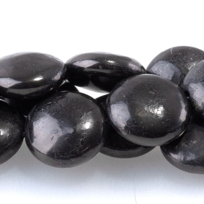 Shungite 10mm Coin - 15-16 Inch