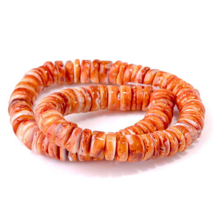 Spiny Oyster 12mm Orange Heishi - 15-16 Inch