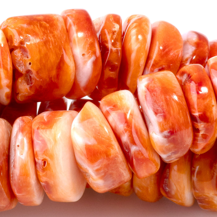 Spiny Oyster 12mm Orange Heishi - 15-16 Inch