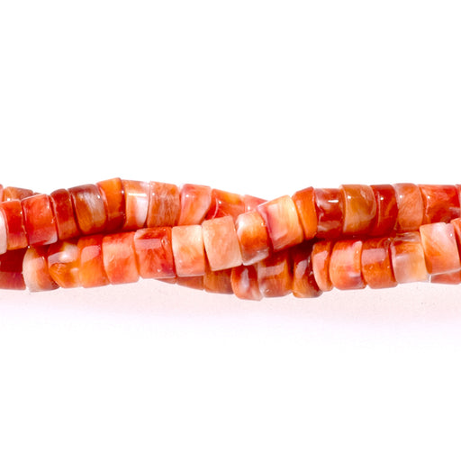 This is a Dakota Stones 3mm Spiney Oyster Red Gemstone strand with heishi beads in 15-16 inch strand.
