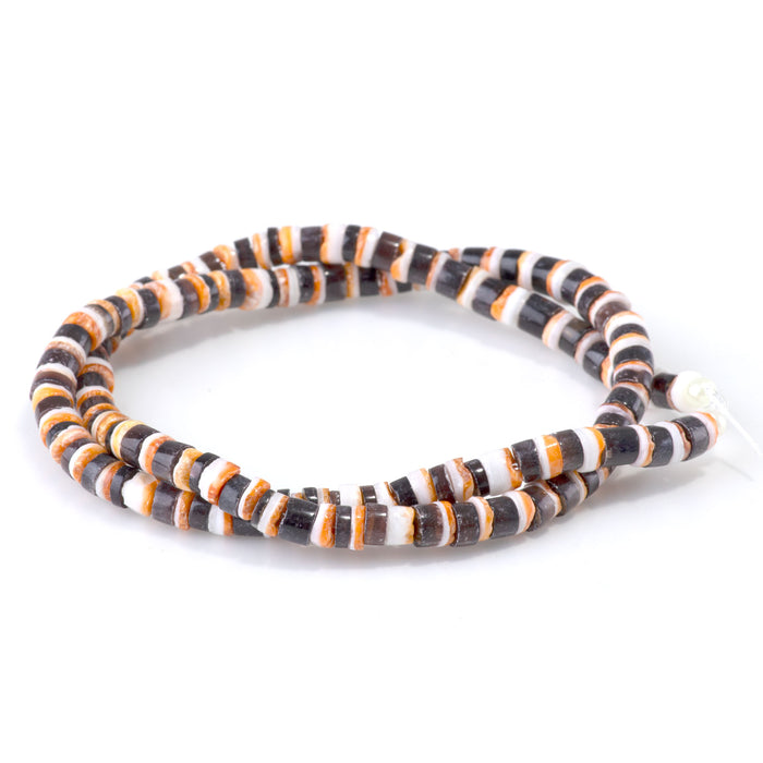 Spiny Oyster Mixed With Black Lip Shell 4-5mm Heishi - 15-16 Inch