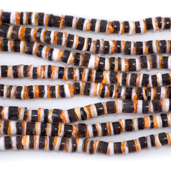 Spiny Oyster Mixed With Black Lip Shell 4-5mm Heishi - 15-16 Inch