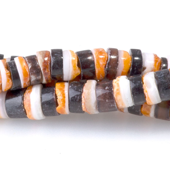 Spiny Oyster Mixed With Black Lip Shell 4-5mm Heishi - 15-16 Inch