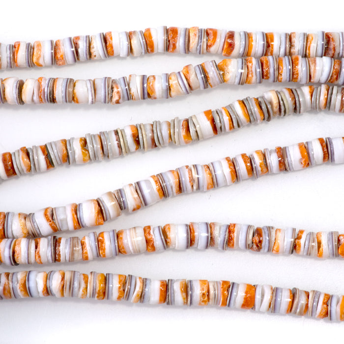 Spiny Oyster Mixed With Hammer Shell 4-5mm Heishi - 15-16 Inch