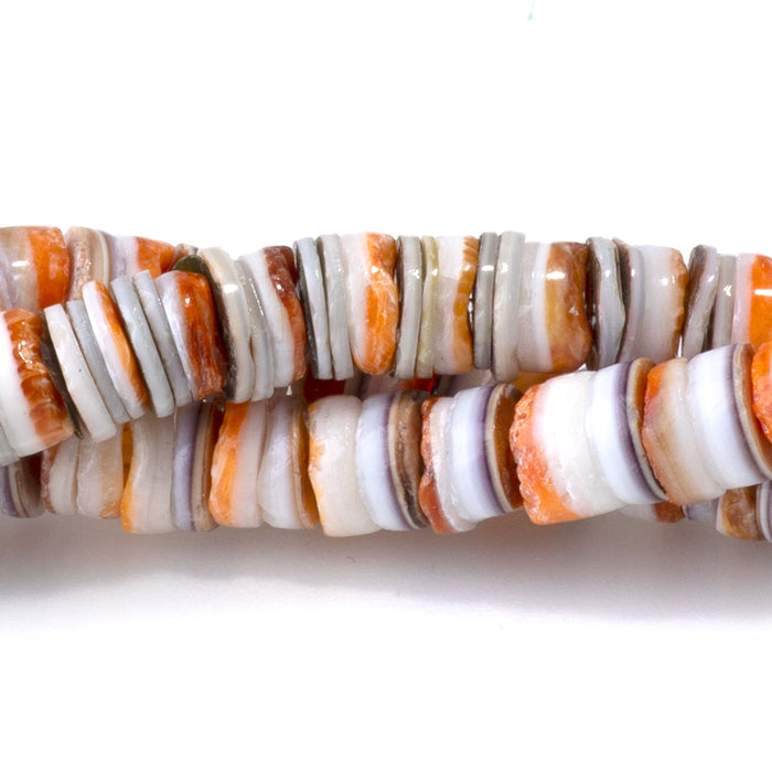 Spiny Oyster Mixed With Hammer Shell 4-5mm Heishi - 15-16 Inch