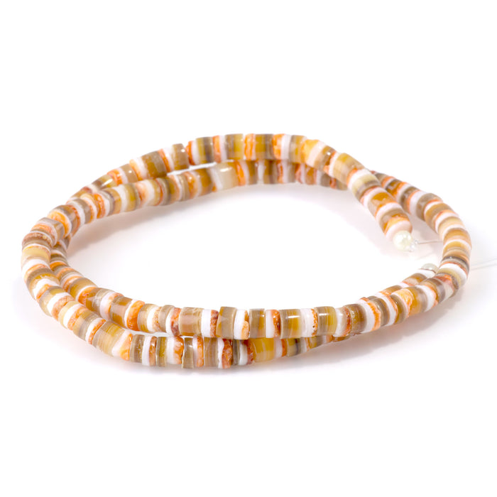 Spiny Oyster Mixed With Melo Shell 4-5mm Heishi - 15-16 Inch