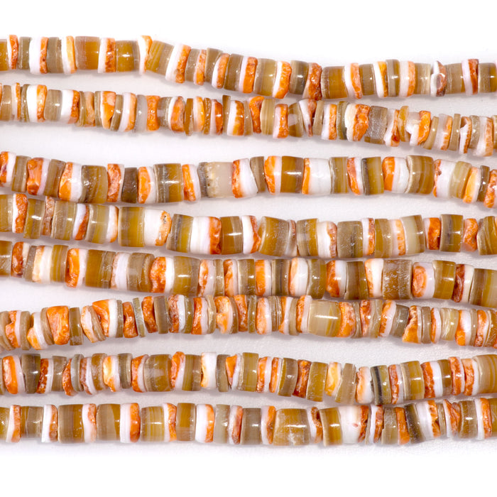 Spiny Oyster Mixed With Melo Shell 4-5mm Heishi - 15-16 Inch