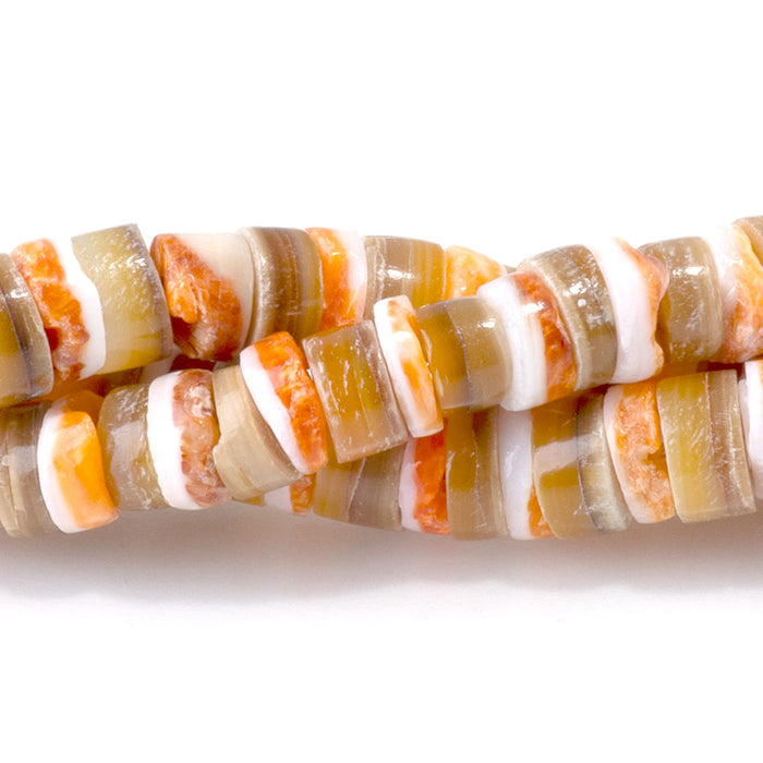 Spiny Oyster Mixed With Melo Shell 4-5mm Heishi - 15-16 Inch