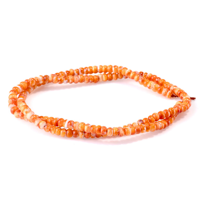 Spiny Oyster 4mm Orange Rondelle Bead - 15-16 Inch