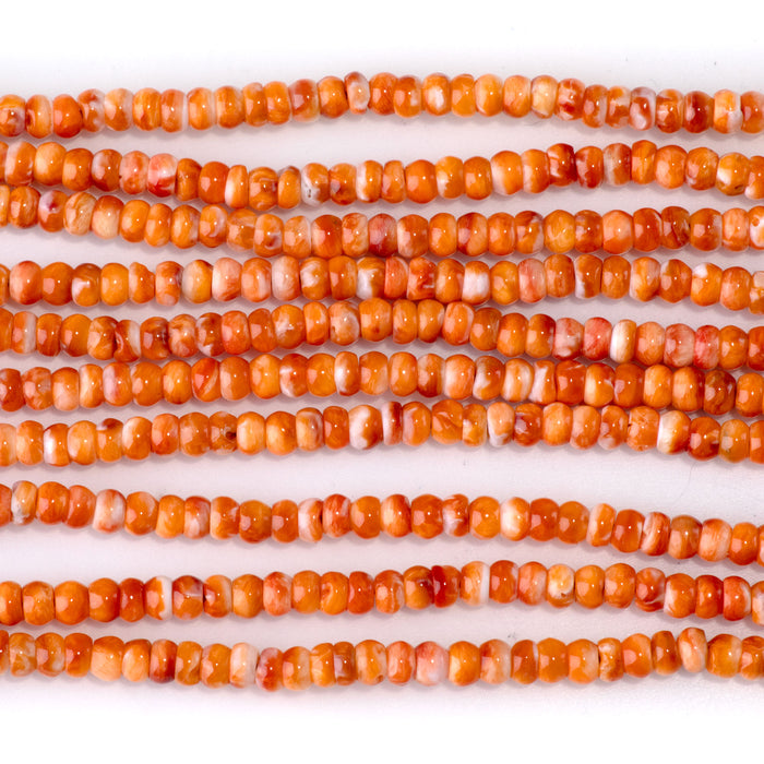 Spiny Oyster 4mm Orange Rondelle Bead - 15-16 Inch