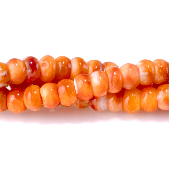 Spiny Oyster 4mm Orange Rondelle Bead - 15-16 Inch