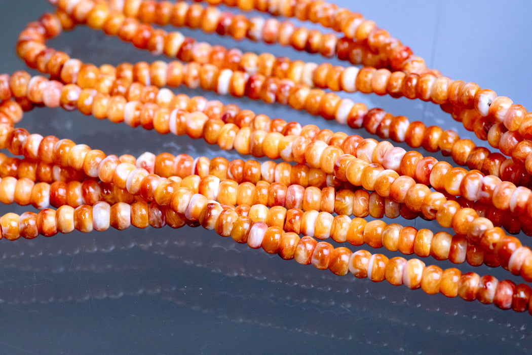 Spiny Oyster 4mm Orange Rondelle Bead - 15-16 Inch