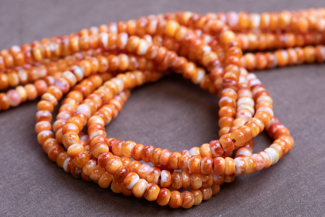 Spiny Oyster 4mm Orange Rondelle Bead - 15-16 Inch