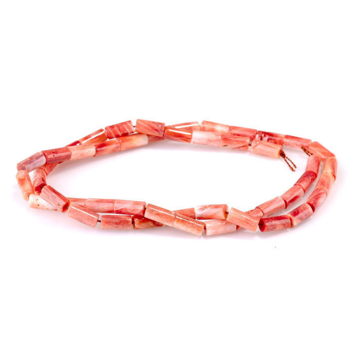Spiny Oyster 4x8mm Red Tube Bead - 15-16 Inch