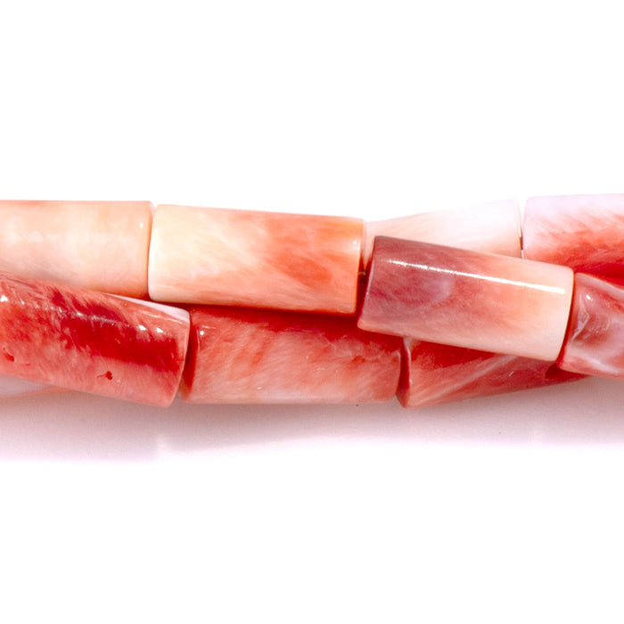 Spiny Oyster 4x8mm Red Tube Bead - 15-16 Inch