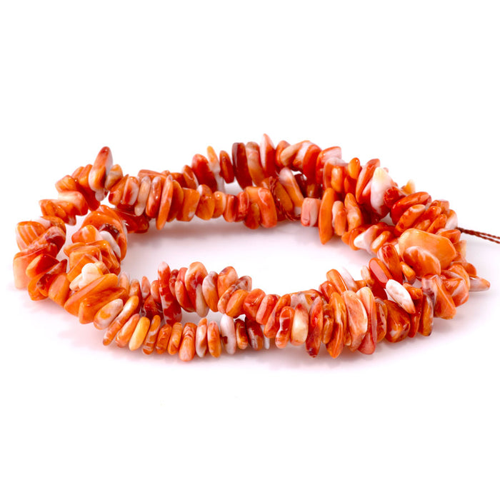 Spiney Oyster 5-10mm Free Form Chips Orange - 15-16 Inch