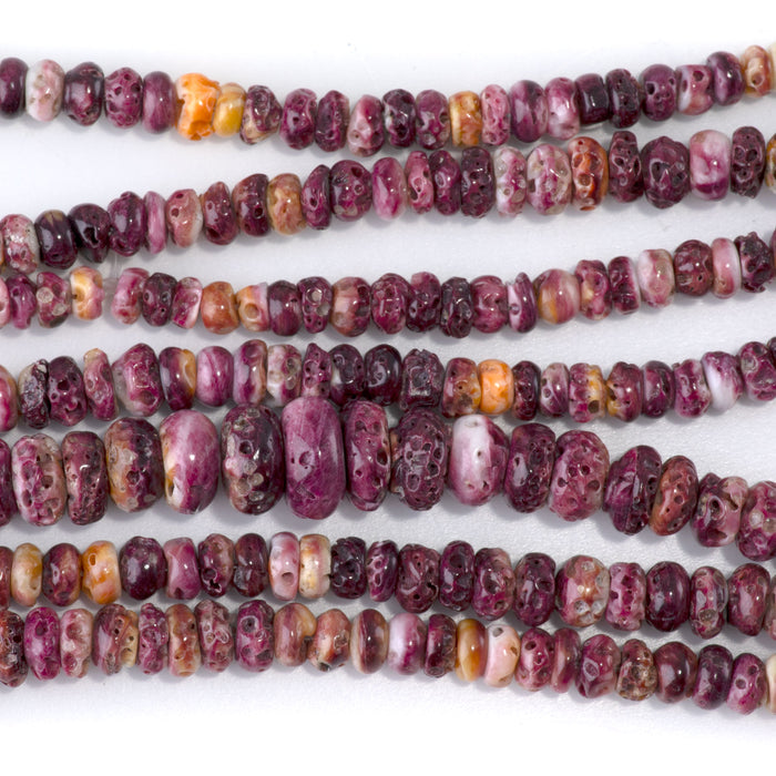Spiny Oyster 5-12mm Purple Graduated Rondelle - 15-16 Inch