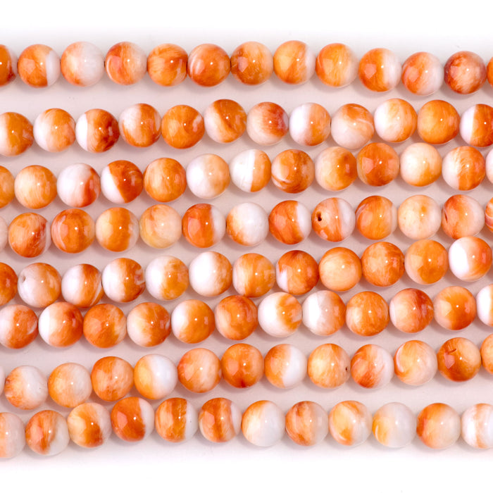 Spiny Oyster 6mm Orange Round Bead - 15-16 Inch