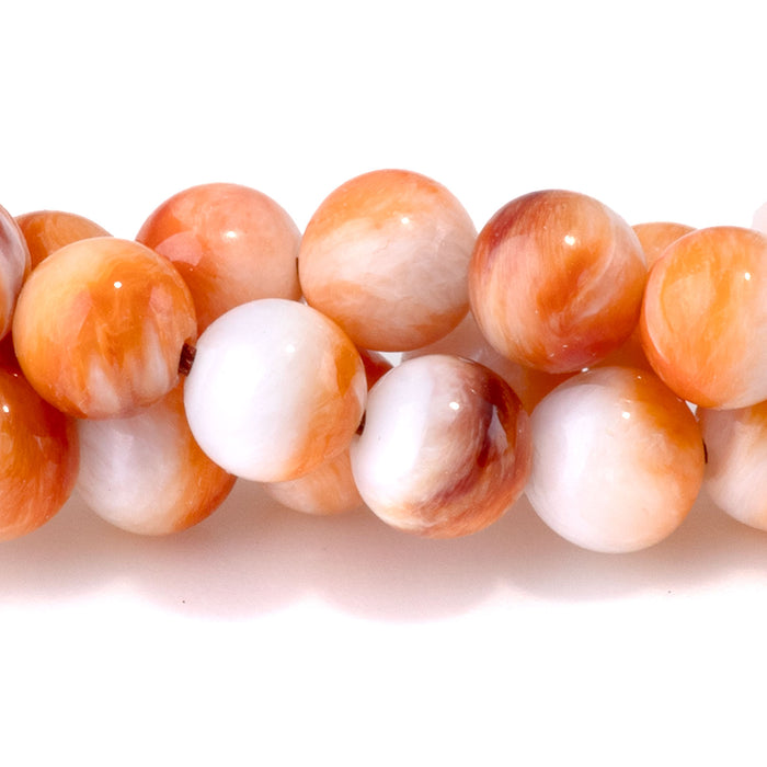 Spiny Oyster 6mm Orange Round Bead - 15-16 Inch