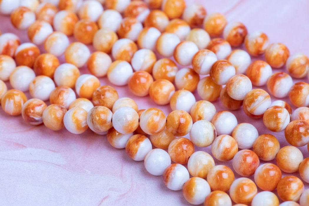 Spiny Oyster 6mm Orange Round Bead - 15-16 Inch