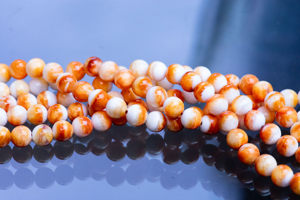 Spiny Oyster 6mm Orange Round Bead - 15-16 Inch