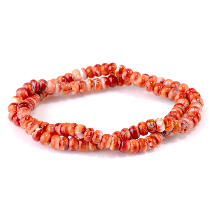 Spiny Oyster 6mm Dark Orange Rondelle Bead - 15-16 Inch