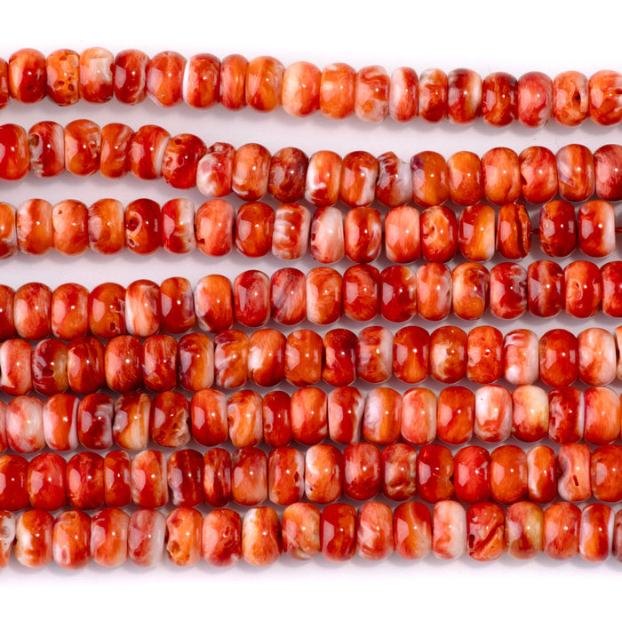Spiny Oyster 6mm Dark Orange Rondelle Bead - 15-16 Inch
