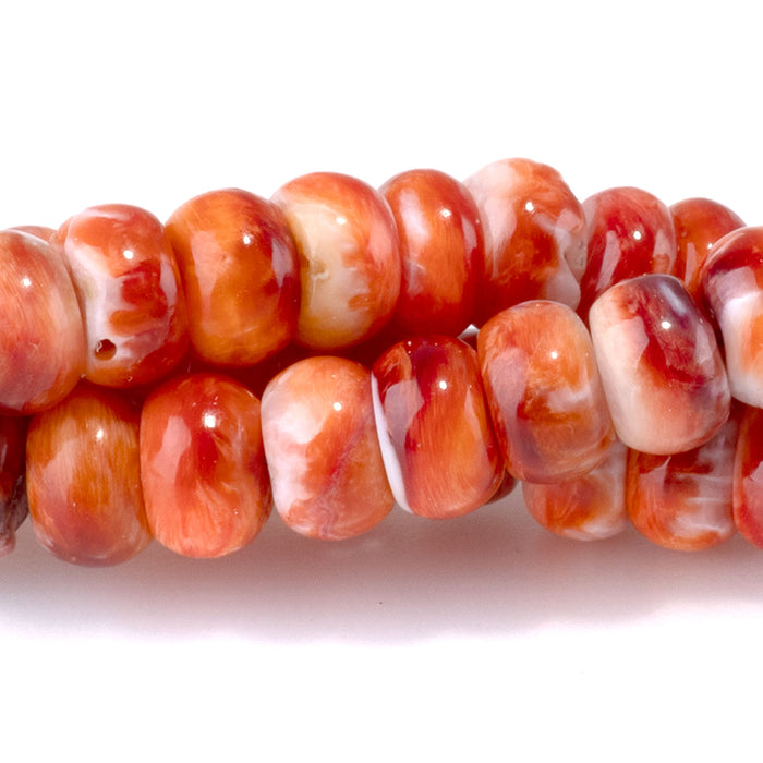 Spiny Oyster 6mm Dark Orange Rondelle Bead - 15-16 Inch