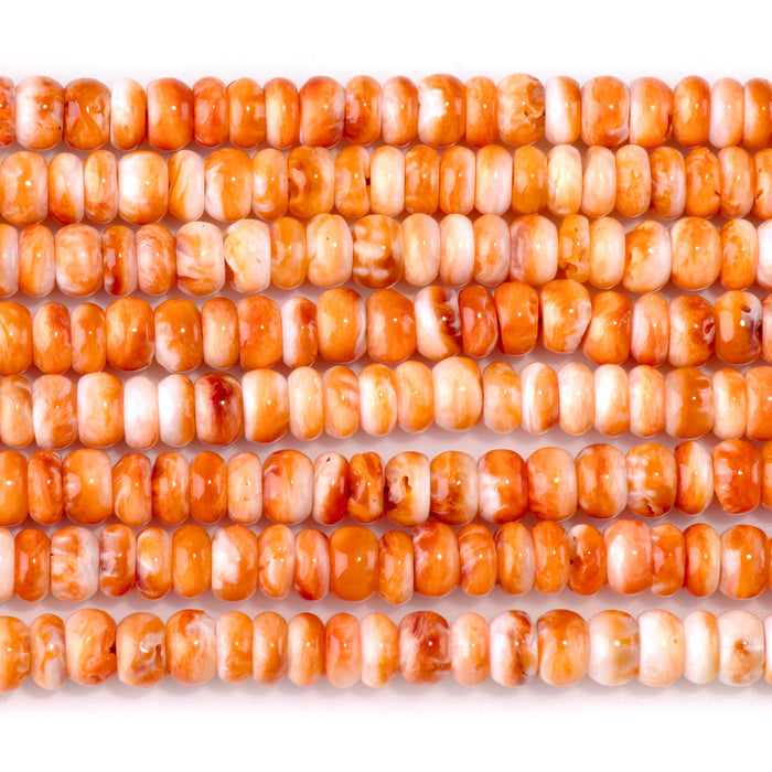 Spiny Oyster 6mm Orange Rondelle Bead - 15-16 Inch
