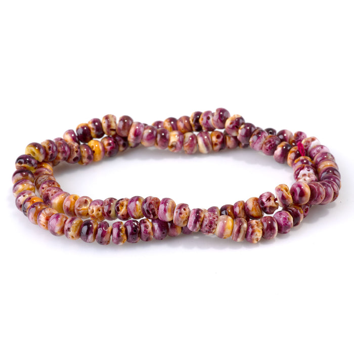 Spiny Oyster 6mm Purple Rondelle Bead - 15-16 Inch