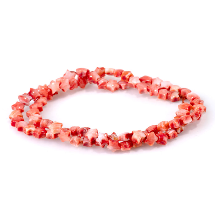 Spiny Oyster 6mm Red Star Bead - 15-16 Inch