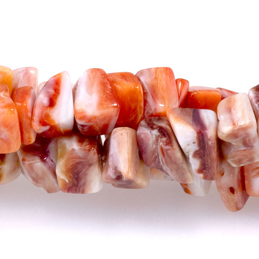 This is a Dakota Stones 7mm Spiny Oyster Gemstone strand with free-form square beads in 15-16 inch strand.