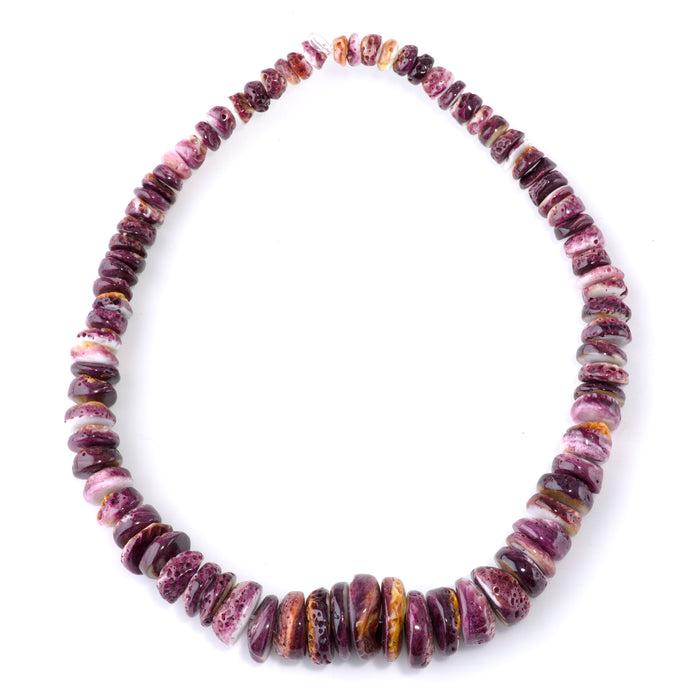Spiny Oyster 8-20mm Purple Graduated Rondelle - 15-16 Inch