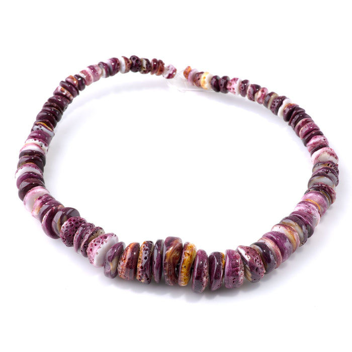 Spiny Oyster 8-20mm Purple Graduated Rondelle - 15-16 Inch