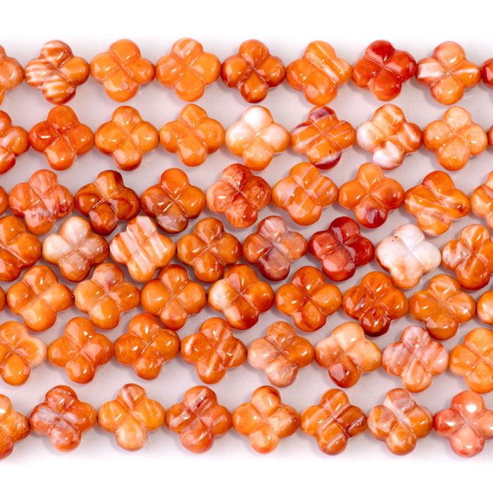Spiny Oyster 8-9mm Orange Clover Bead - 15-16 Inch