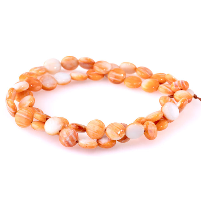 Orange Spiney Oyster 8mm Coin - 15-16 Inch