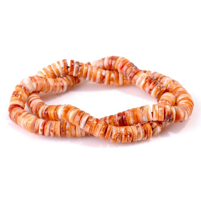 Spiny Oyster 8mm Orange Heishi Bead - 15-16 Inch
