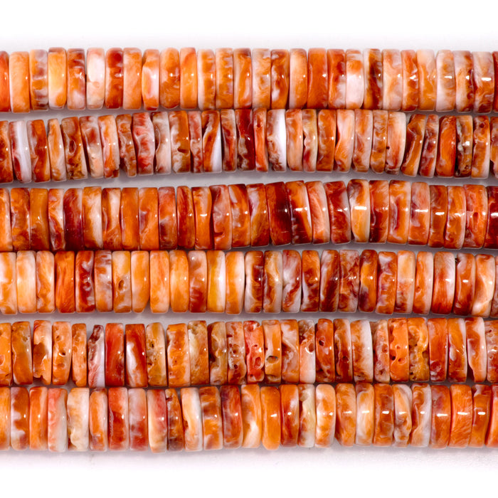 Spiny Oyster 8mm Orange Heishi Bead - 15-16 Inch