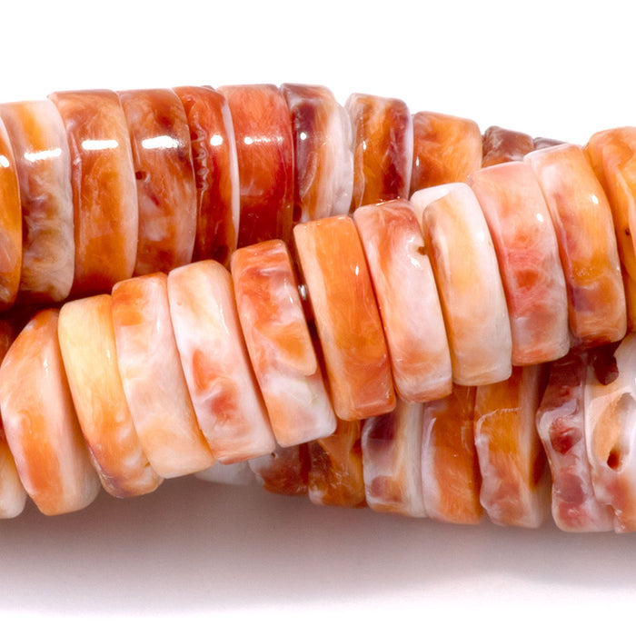 Spiny Oyster 8mm Orange Heishi Bead - 15-16 Inch