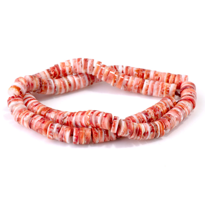 Spiny Oyster 8mm Red Heishi Bead - 15-16 Inch