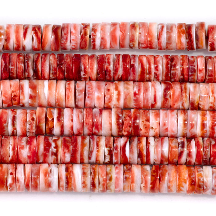 Spiny Oyster 8mm Red Heishi Bead - 15-16 Inch