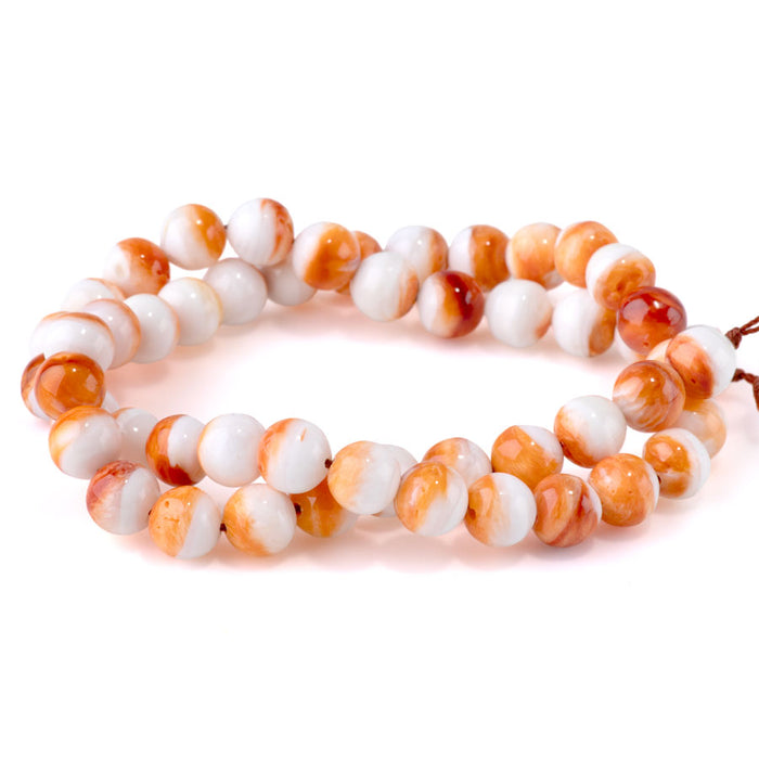 Orange Spiney Oyster 8mm Round - 15-16 Inch