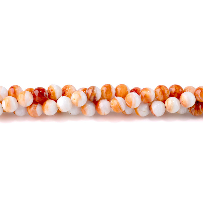 Orange Spiney Oyster 8mm Round - 15-16 Inch