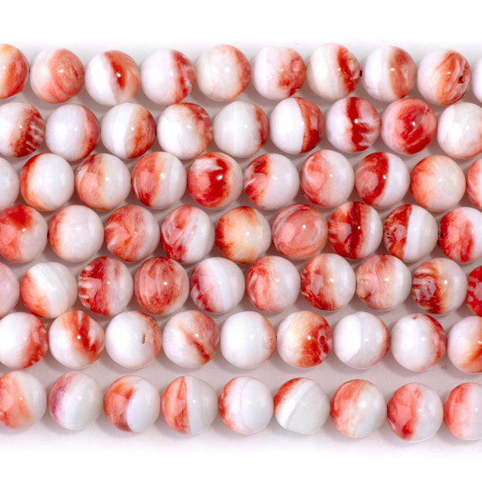 Spiny Oyster 8mm Red Round Bead - 15-16 Inch